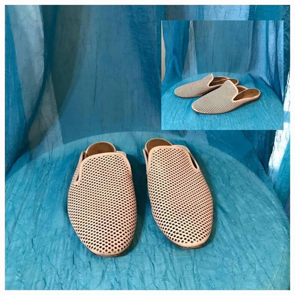 Frye Gwen Perforated Leather Flat Mules Size 7